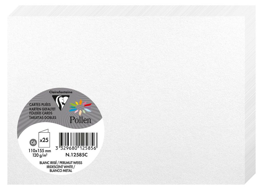 Pollen by Clairefontaine Doppelkarte C6 perlmutt weiß 25 Karten