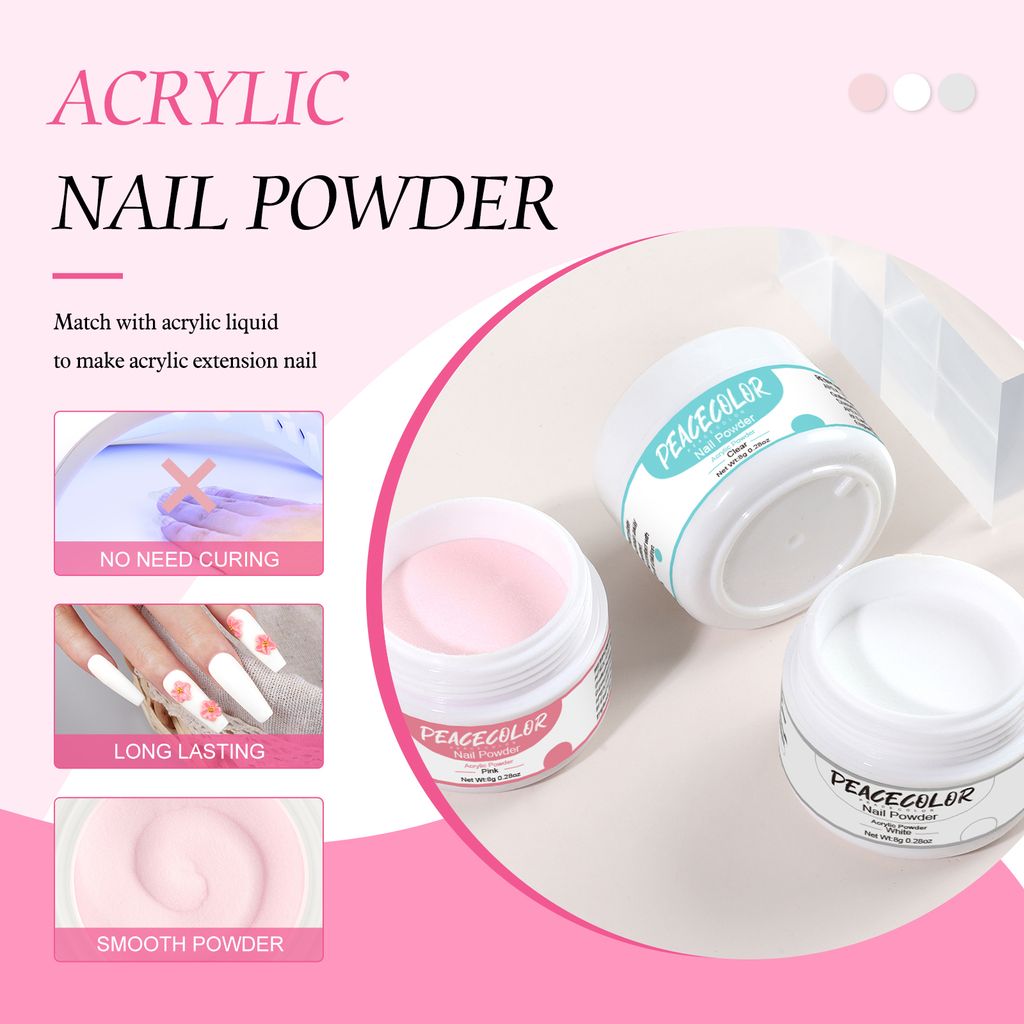 Acryl Nagelset Acryl Pulver Nägel Kit 3 Farben Acryl Nagel Produktbild 3