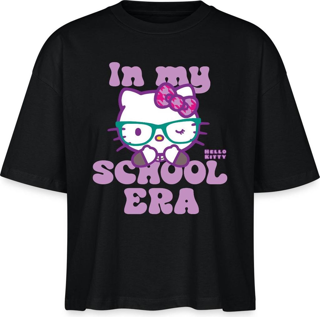 Spreadshirt Hello Kitty Schulkind In My School Era Boxy Shirt Damen, XL, Schwarz
