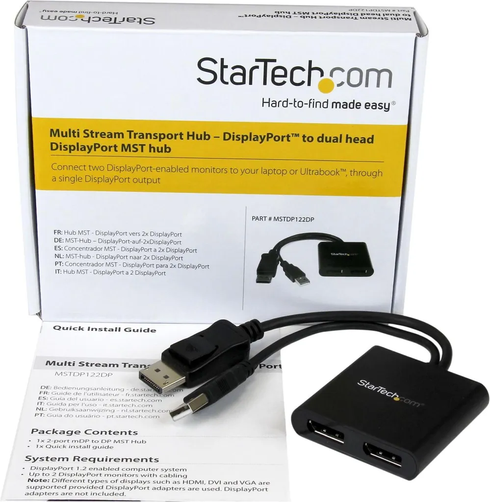 Hub MST DisplayPort 1.2 StarTech MSTMDP122DP double écran 4K PC Windows - 9