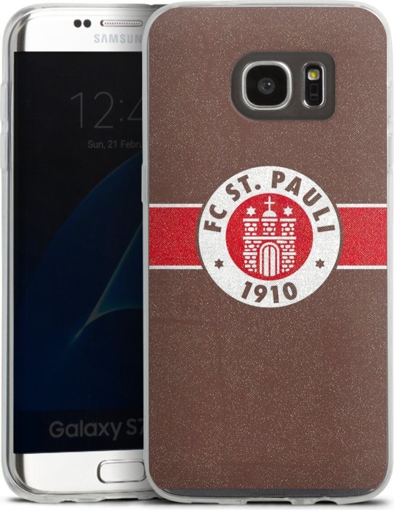 DeinDesign Slim Hülle für Samsung Galaxy S7 Edge Silikon Case Ultra Dünn Handyhülle FC St. Pauli Logo Offizielles Lizenzprodukt