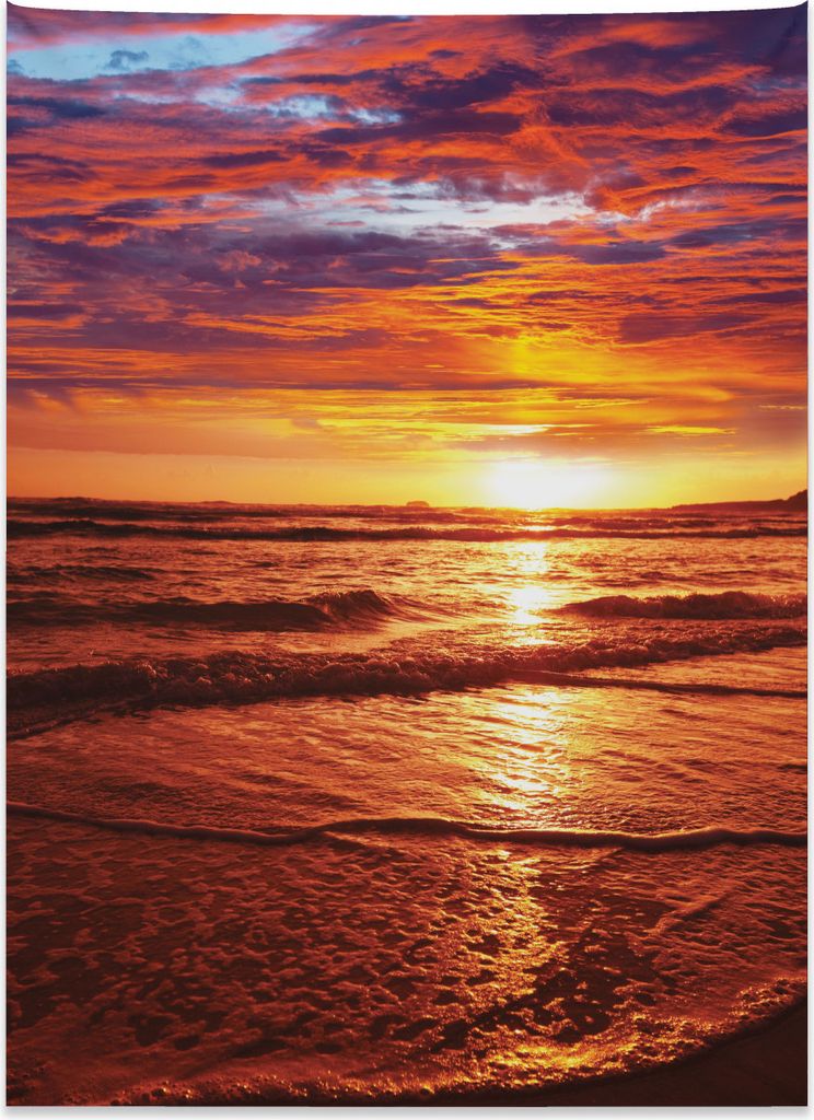 Abakuhaus Hawaii Wandteppich, Meer Sonnenuntergang Dämmerung aus Weiches Mikrofaser Stoff Kein Verblassen Klare Farben Waschbar, 110 x 150 cm, Ora...