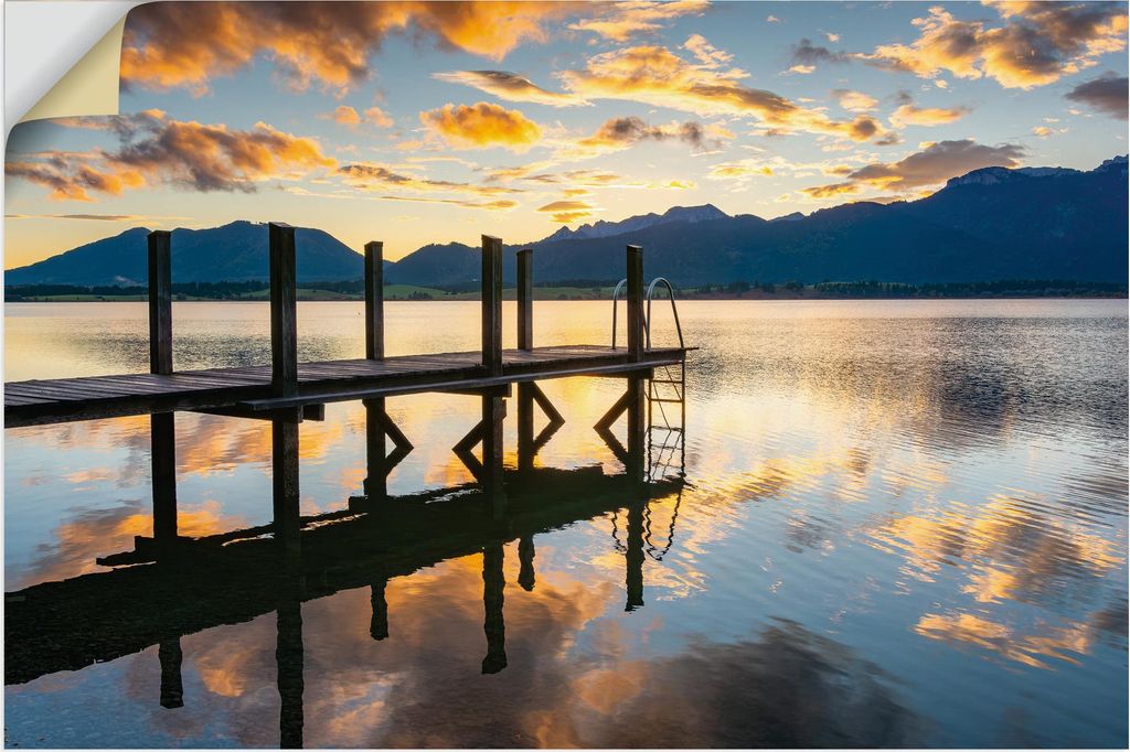 ARTland Wandbild, selbstklebend Sonnenaufgang am Forggensee Größe: 90x60 cm