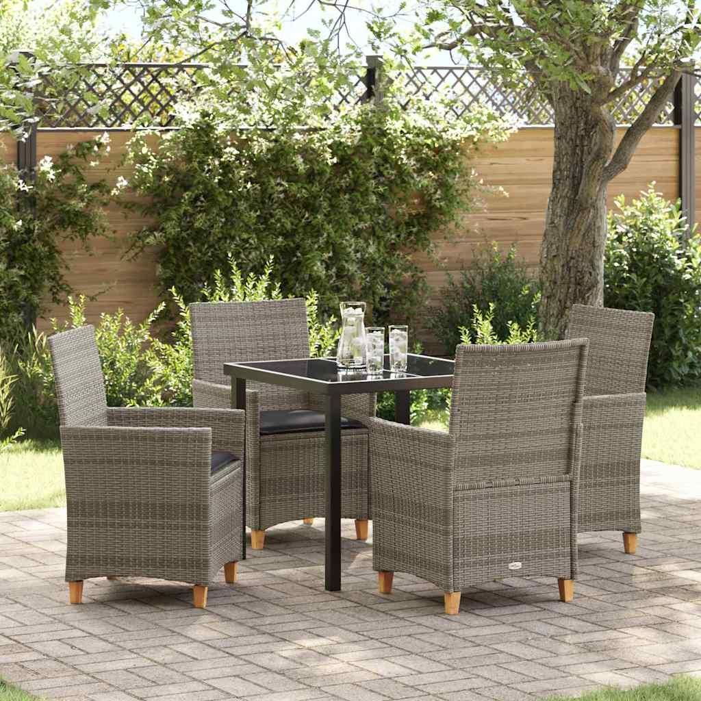 Maison Exclusive - Garten Essgruppe 5 pcs Grau Poly-Rattan