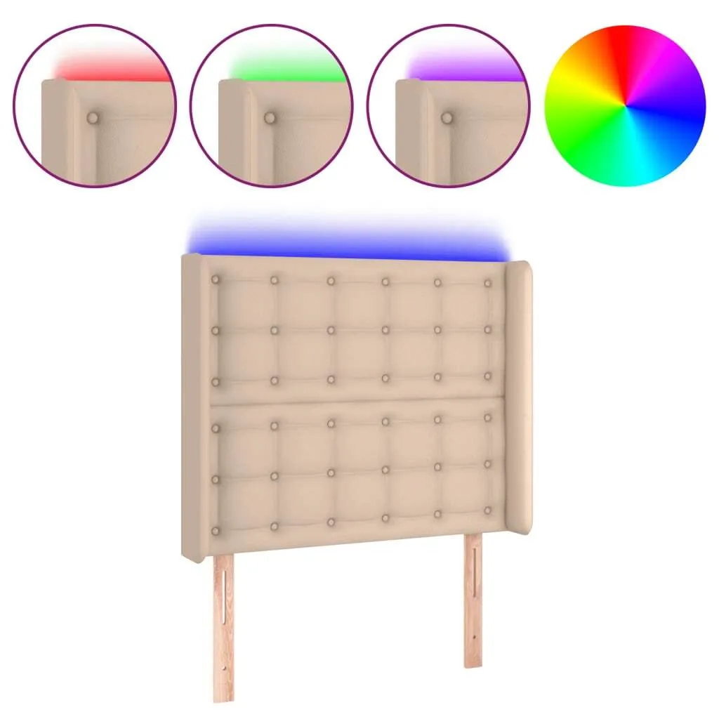 Testata Letto Illuminata SYFAX Cappuccino Pelle Finta 83x16cm