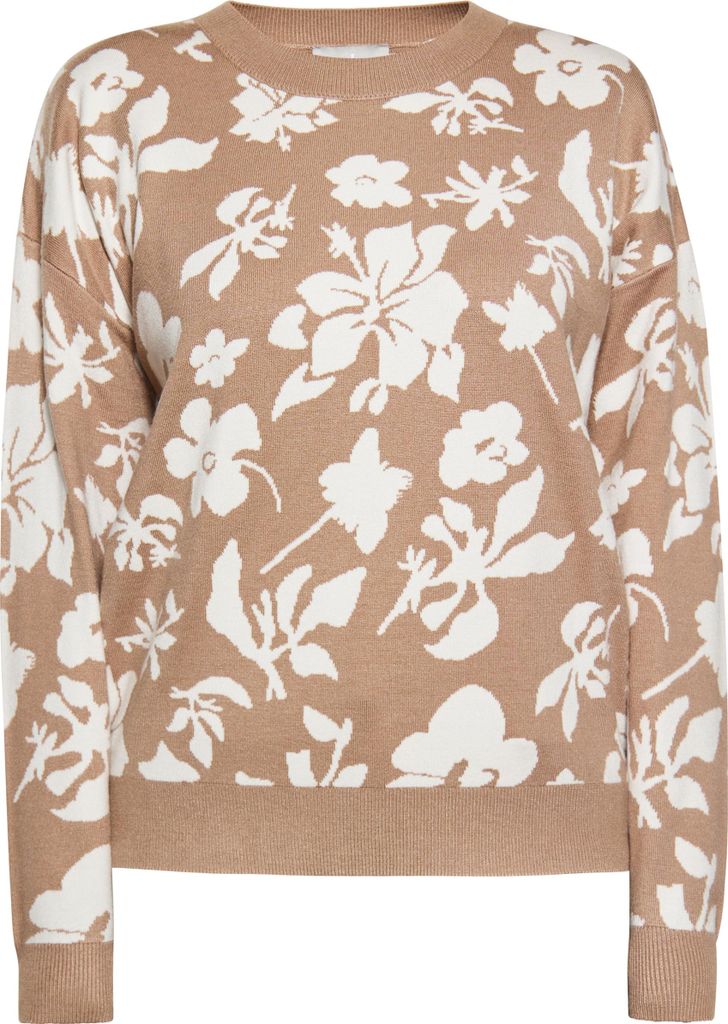 SIDONA damen pullover - taupe wollweiss, L