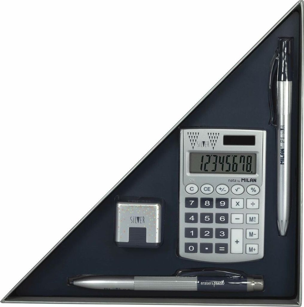Milan edition box set desk set silver navy blue