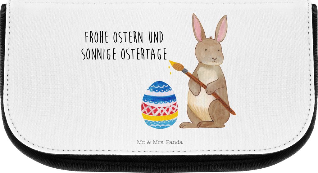 Mr. & Mrs. Panda Kulturbeutel Hase Eier Malen - Weiß - Geschenk, Ostergrüße, Osterei, Organizer, Ostern, Tasche, Kaninchen, Make-Up, Osterhase, ...