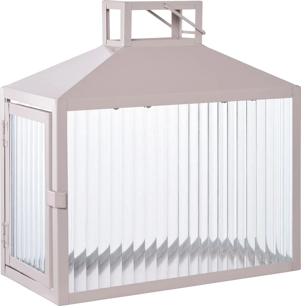 Lanterne décorative Lucca en métal beige et gris pour terrasse moderne