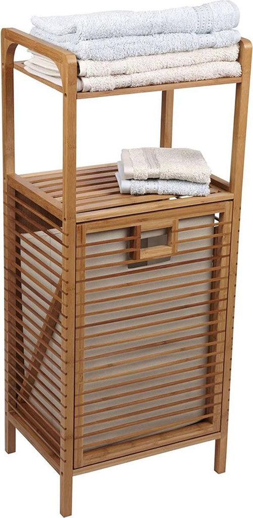 BEGRYF Bambusowy kosz na pranie z półką 95 cm Kosz na Zdjęcie produktu 