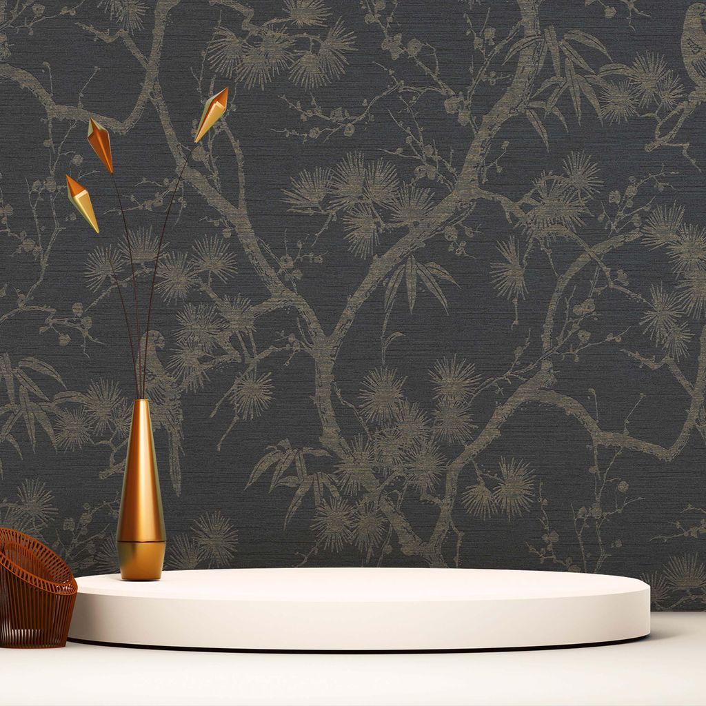 TADESSI Tapete Blumen Valentin M1-No.1604 Vliestapete Grau Blau Natur Floral Wohnzimmer Schlafzimmer Küche