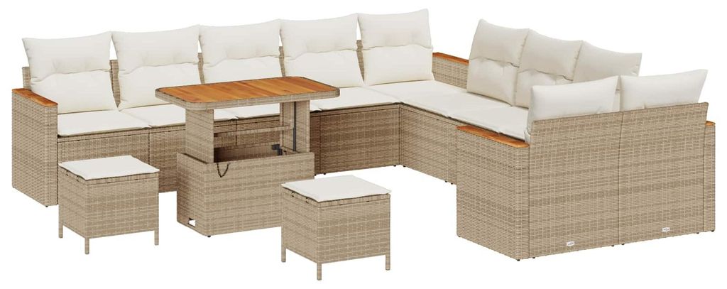 Gartensofa-set 13 pcs Beige Poly-Rattan