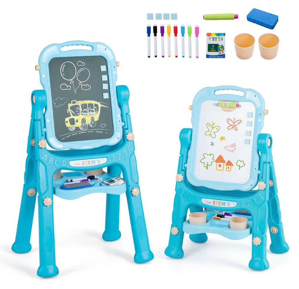 COSTWAY, tableau pour enfants 4-en-1, chevalet double face Image du produit 