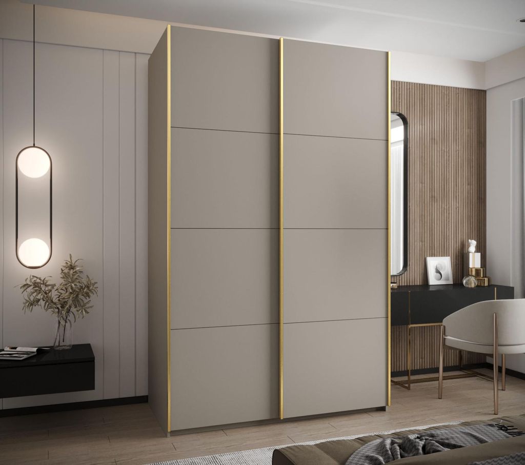 Zweitüriger Kleiderschrank SAMARA 1 – 160 cm, Kaschmir/Gold