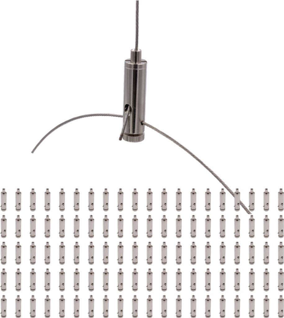 100x Drahtseilhalter / Gripper 15, Y-Halter mit Querbohrung, für Drahtseil Ø 1,0 - 1,5 mm, vernickelt