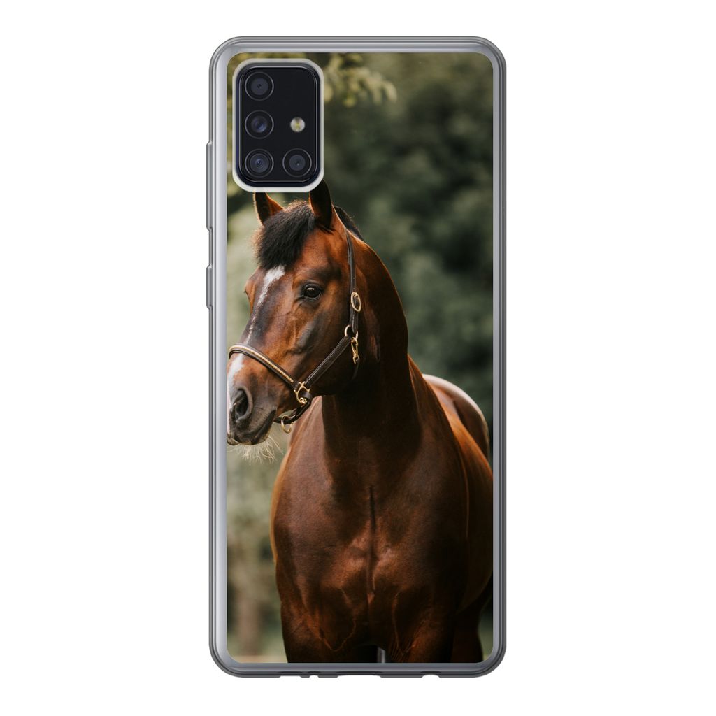 MuchoWow Handyhülle Schutzhülle Hülle für Samsung Galaxy A52 5G Pferd - Äste - Porträt Silikon Softcase Handy Hülle - Umschlag
