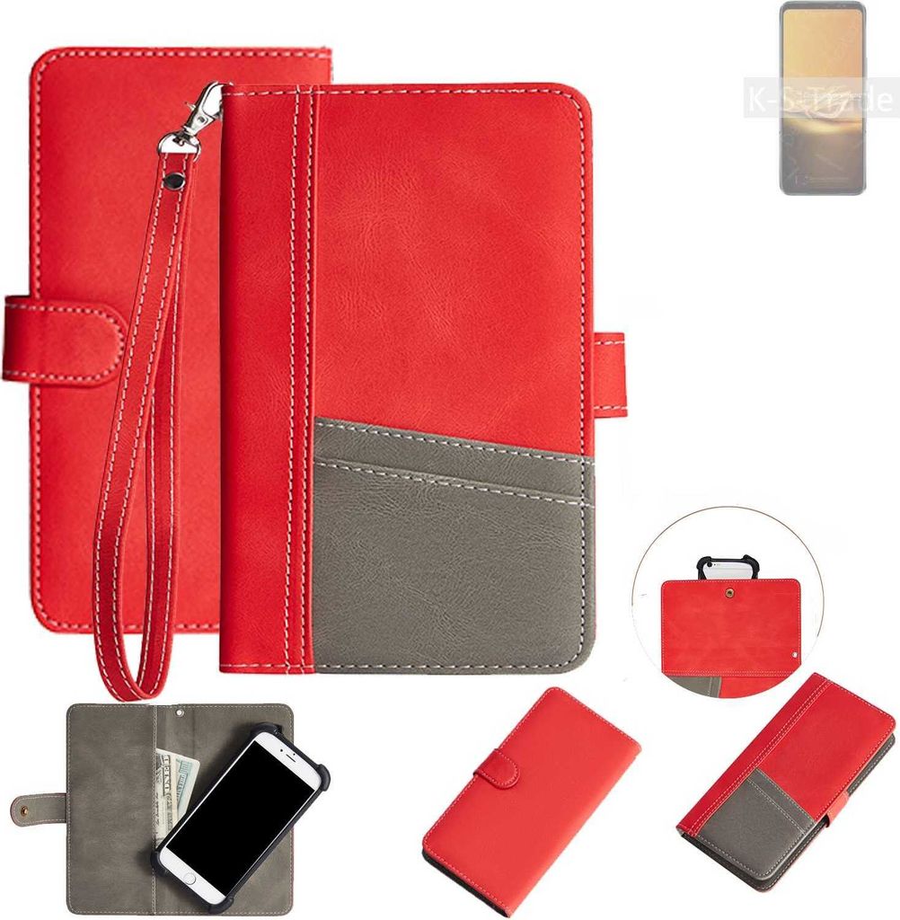 K-S-Trade Handy Schutzhülle für Asus ROG Phone 6D Hülle Portemonnee Brieftasche Klapphülle Kartenfächer Flip Wallet Case Etui