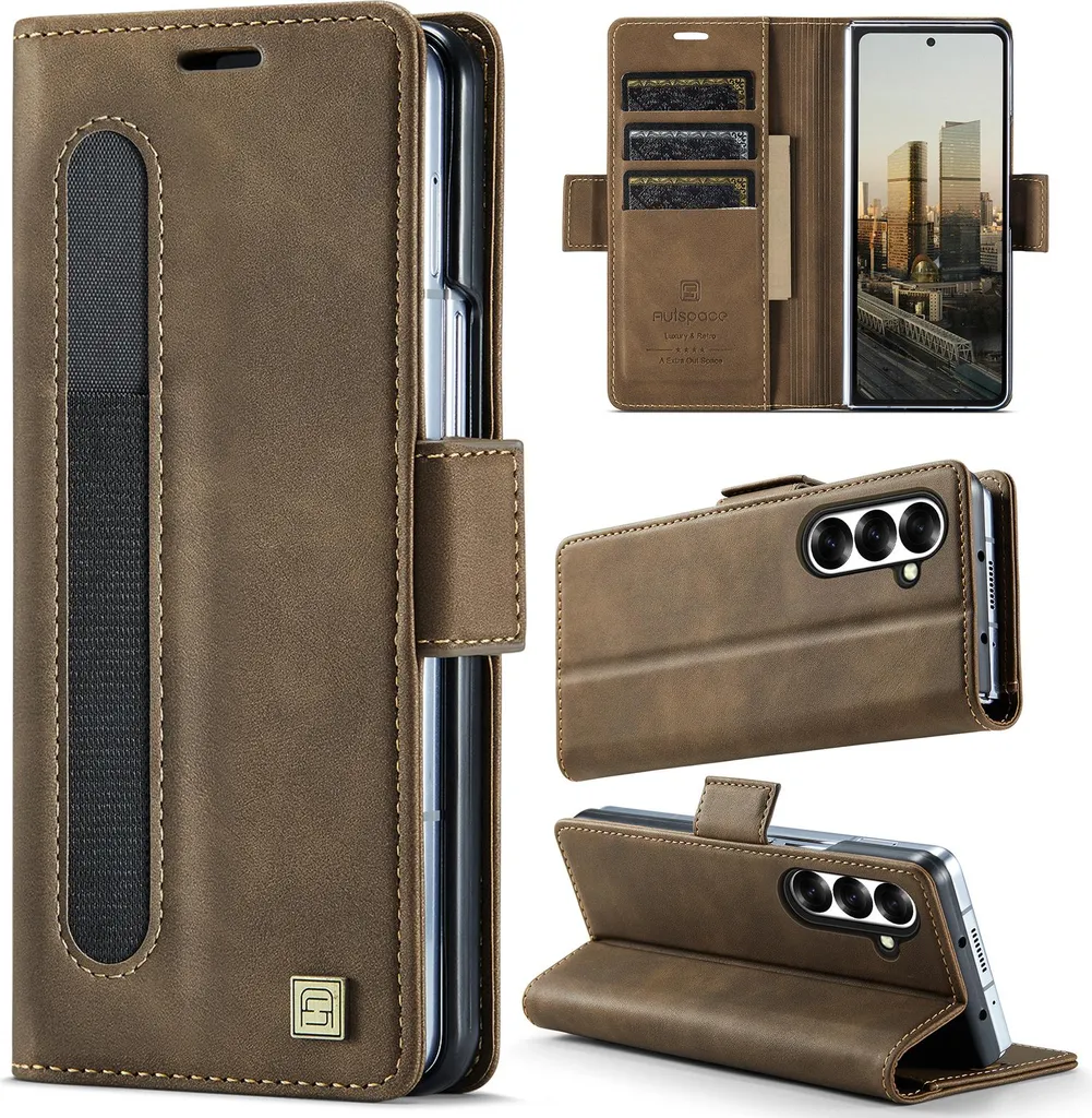 Custodia Samsung Z Fold 7 Marrone: RFID Blocking e Chiusura Magnetica