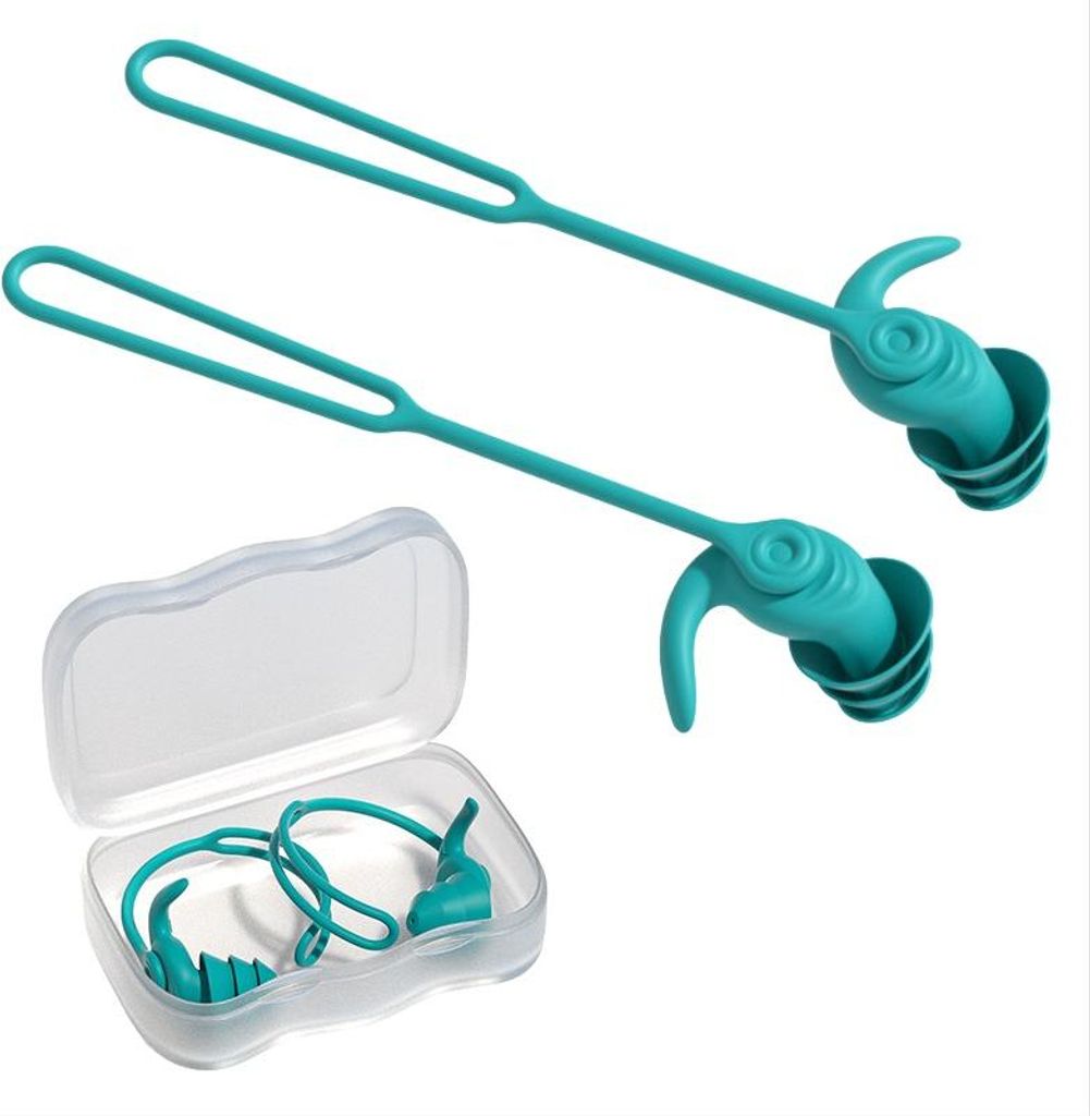 INF Wasserdichte Schwimm-Ohrstöpsel mit Band - Anti-Verlust Design, 2 Stück Grün