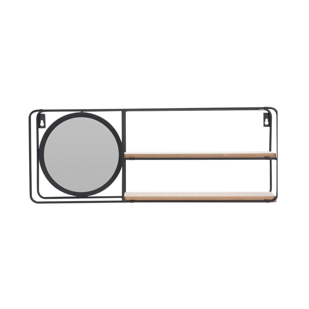 Wandregal mit Spiegel schwarz Metall 50 cm x 10 cm x 20 cm Produktbild 