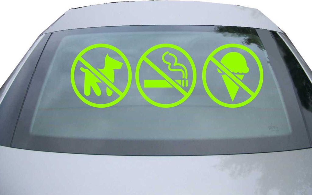 Indigos UG - Aufkleber Heckscheibe & Motorklappe DE2053 - neongrün - 600x200 mm - Rauchen Speisen Tiere verboten - Auto Scheiben Fenster Heckklapp...