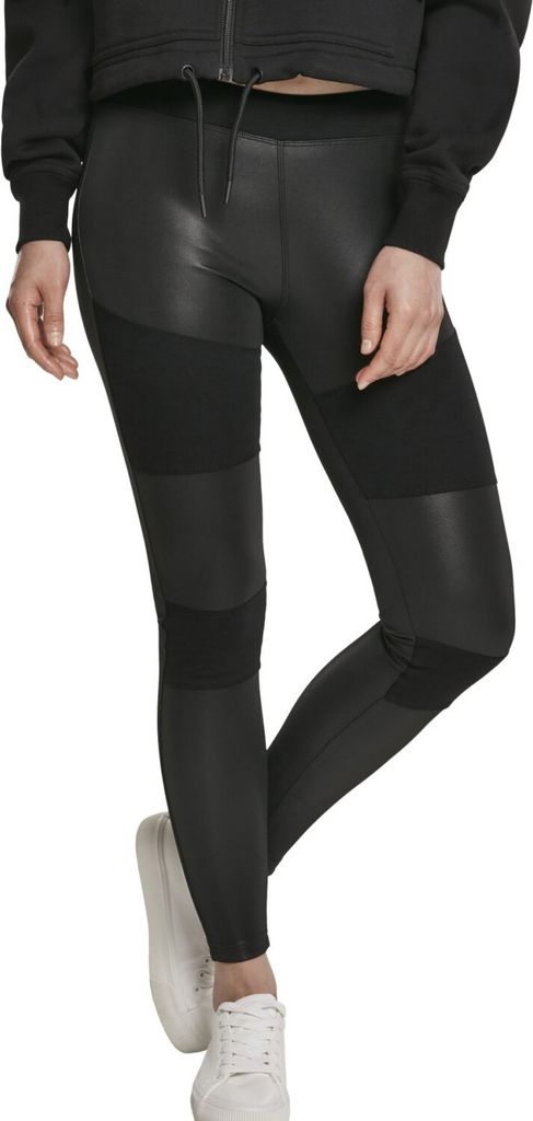 Urban Classics Leggings Damen Ladies Fake Leather Tech Leggings schwarz 5XL