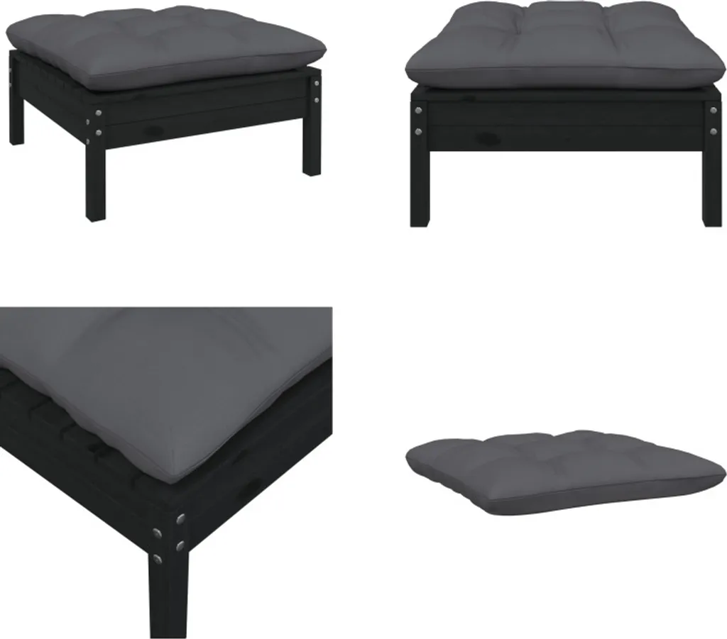 vidaXL Sgabello Outdoor Pino Nero e Antracite | Arredo Giardino Premium