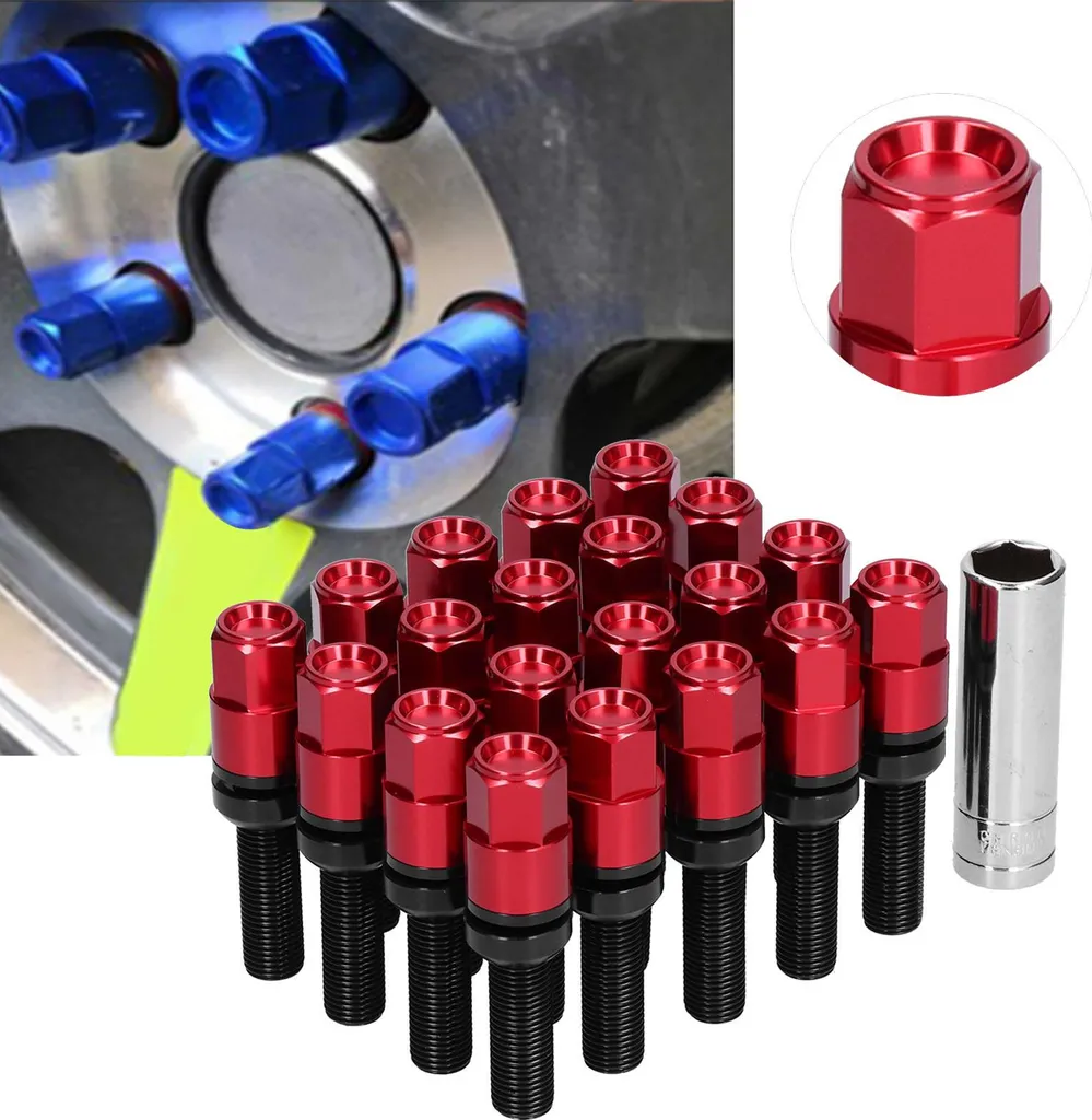 Kit de Modification Roue M14 x 1,5 Vis à Oreilles 42mm Rouge 21 Pièces - 3