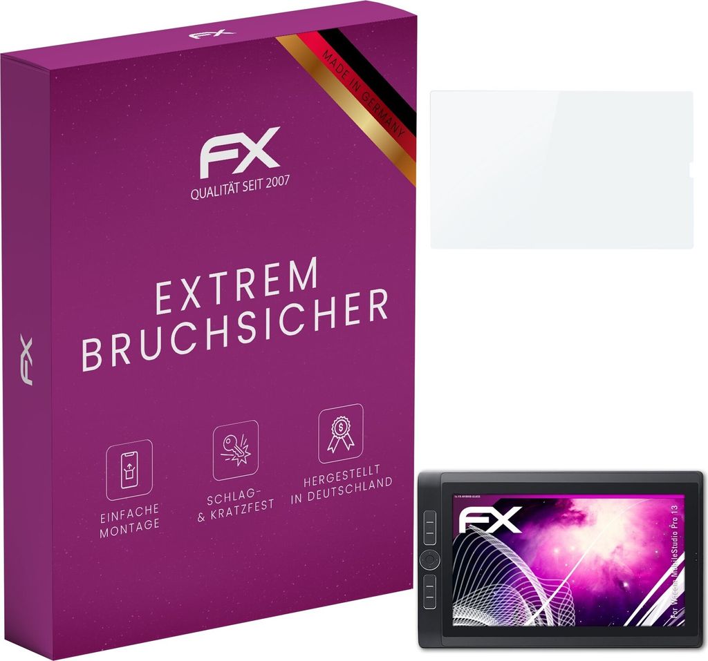 atFoliX FX-Hybrid-Glass Displayfolie kompatibel mit Wacom MobileStudio Pro 13 Glasfolie