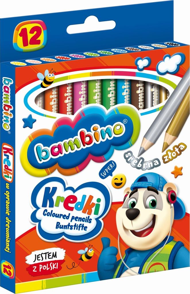Pastelli a matita 12 colori in cornice di legno BAMBINO Immagine del prodotto 
