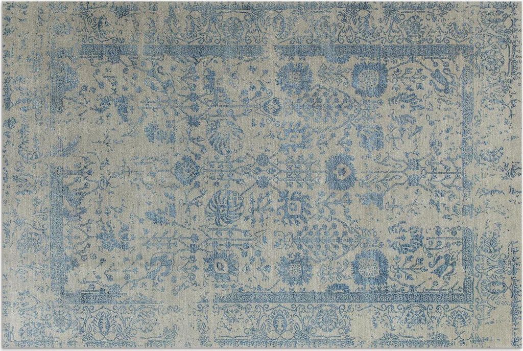 Blaues, abgenutztes Blumenmuster – Vinylteppich – 120x180 cm – Outdoor Teppich – Terrasse – Wetterfest – Modern