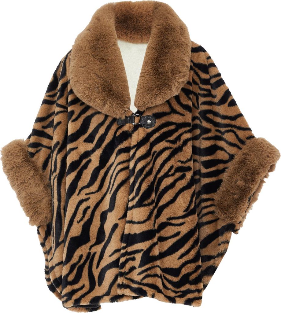 OSHA damen strickponcho - braun schwarz, M
