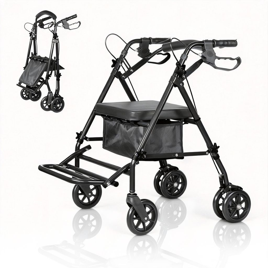 2-in-1 Rollator fš¹r Senioren mit Sitz und Fu?pedal, Produktbild 