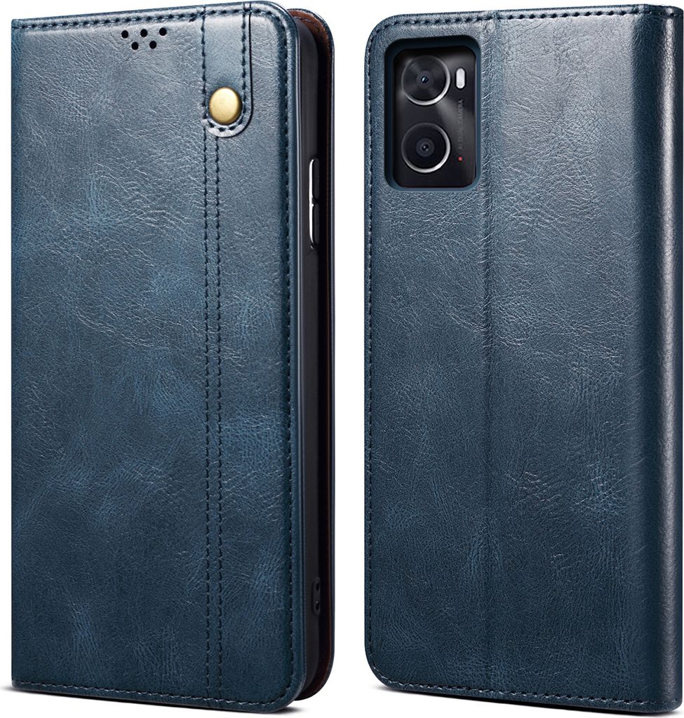 Realme 9i Hülle, Leder Flip Brieftasche Schutzhülle für OPPO Realme 9i Blau