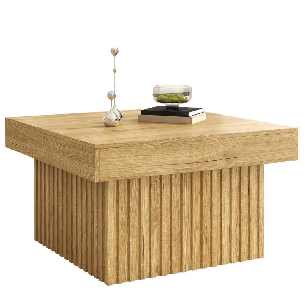 AIORBER Eleganter Holz Kaffee-Tisch – Modernes Design mit PB Tischplatte und MDF Basis, vielseitig und robust, 79x79x46 cm, Holzfarbe