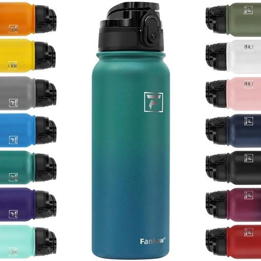 Gourde en acier inoxydable 600 ml avec bouchon à embout unique - Bleue