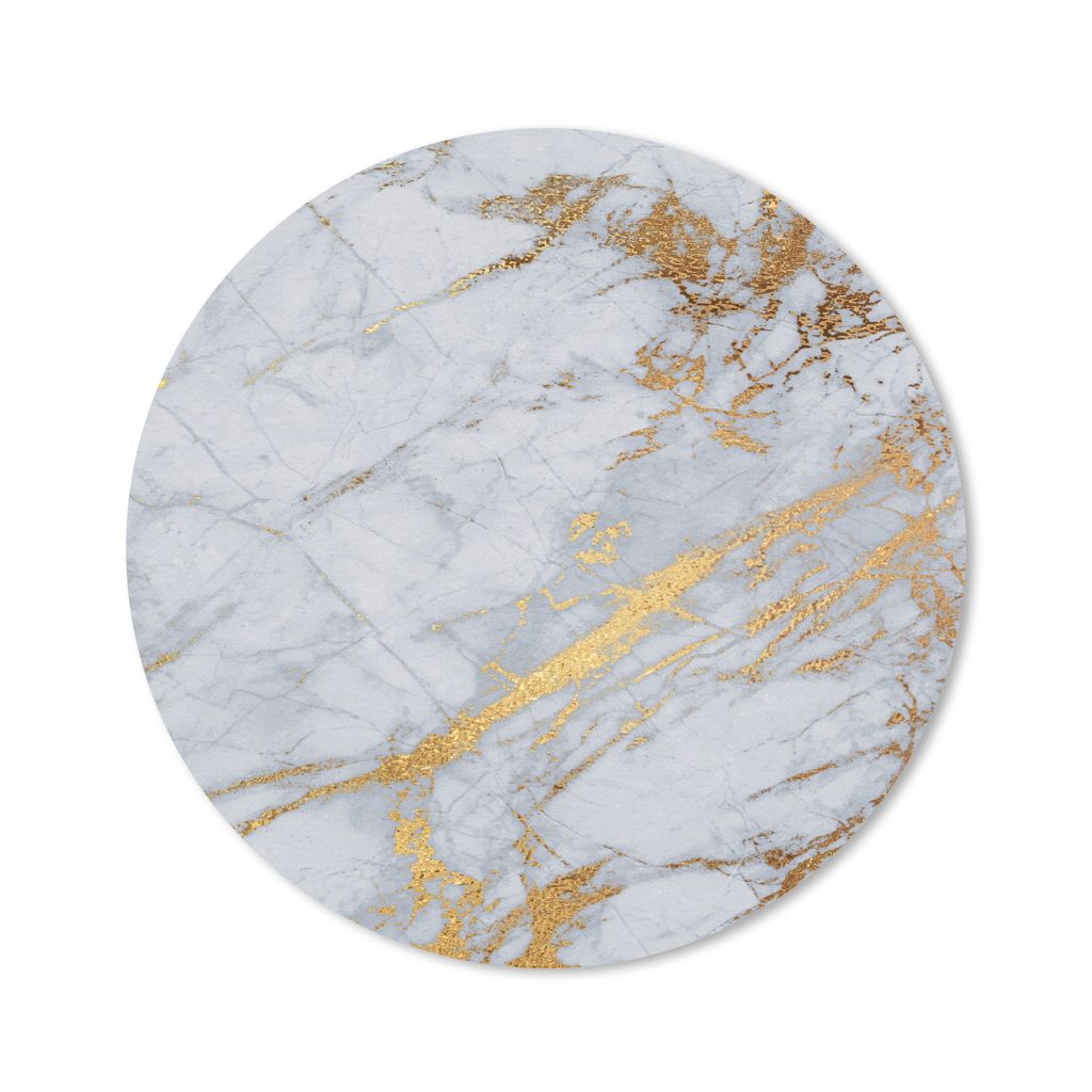 MuchoWow Mauspad Mousepad Marmor - Grau - Gold 20x20 cm - Mousepads - Maus Mat - Pad - Mausunterlage - Schreibtischmatte