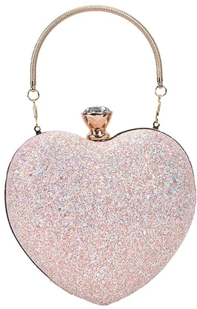 Petit sac mariage forme cœur strass pour invitée et cortège de fête