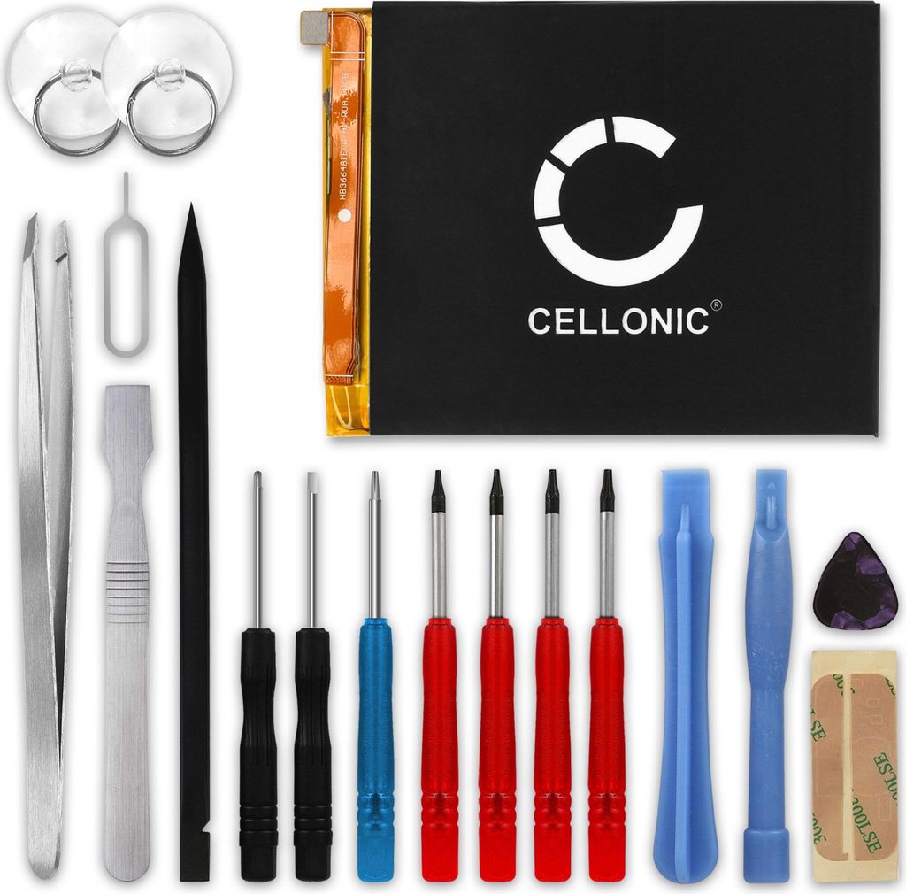 CELLONIC 1x Akku für Mobilfunk Kompatibel mit Huawei P20 Lite, P Smart, P10 Lite, HB366481ECW - (2900mAh, 3.82V) + Werkzeug-Set