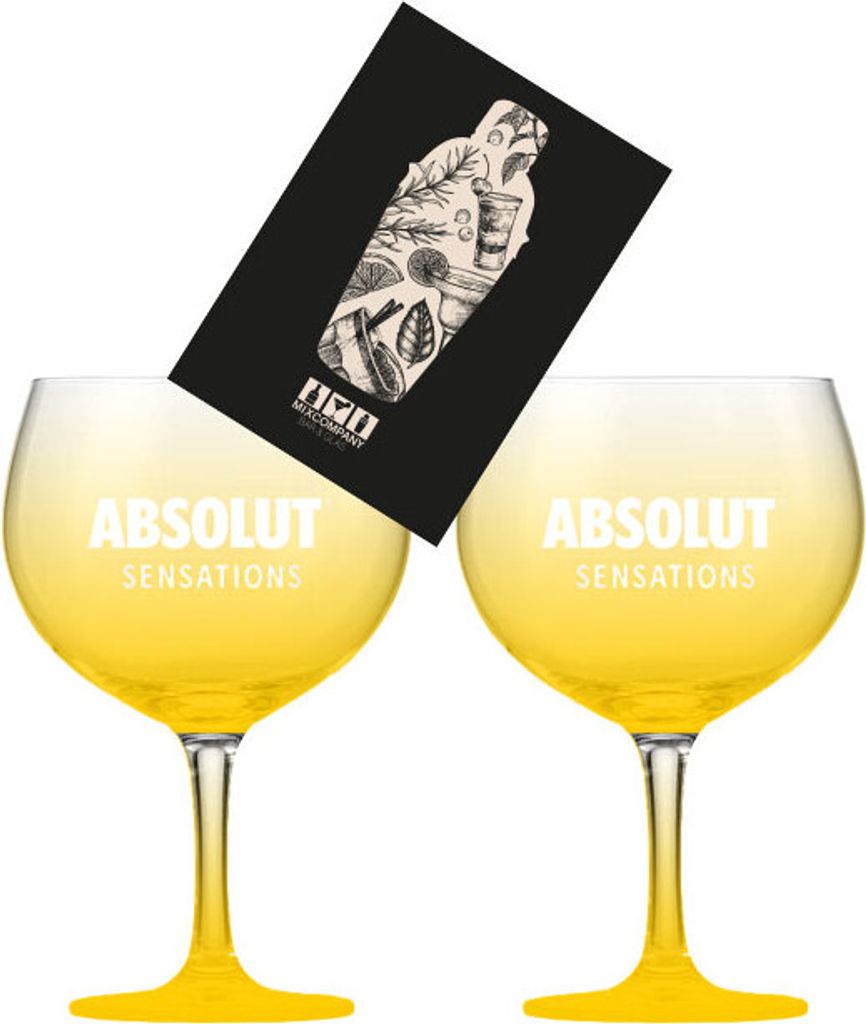 Absolut Sensations 2er Set Ballonglas Cocktailglas 2x Longdrink Gläser mit Stiel