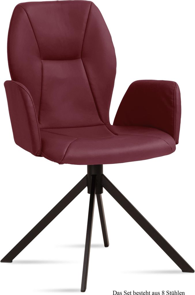 Armlehnstuhl (8er-Set) Davita 58x92x60 Schwarz/Marsala