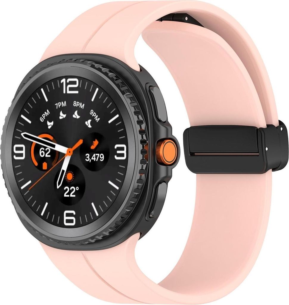 Für Samsung Galaxy Watch 8 / 8 Classic Silikon Armband mit Magnetischer Faltschließe Rosa