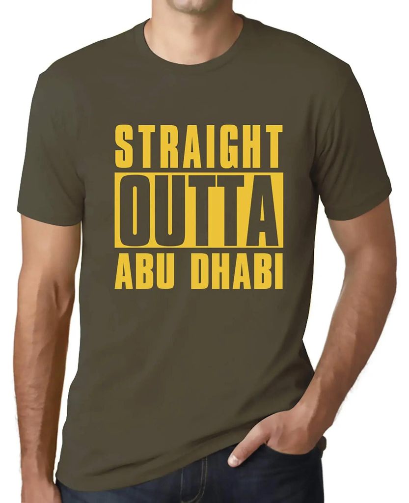 Herren Grafik T-Shirt Straight Outta Abu Dhabi Öko-Verantwortlich Vintage Jahrgang Kurzarm Lustige Druck Geburtstag Geschenk Mann