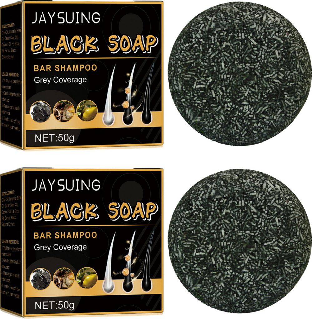 2 Stück 50 g Graue Rückseife, natürliche Haarfarbe, Reinigung, Erweichung, Verbesserung der Durchblutung, Reparatur, Förderung des Haarwachstums