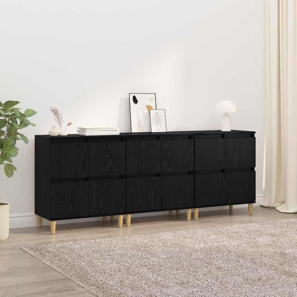 Maison Exclusive - Sideboards 3 pcs Schwarz Eichen-Optik 60 x 35 x 70 cm