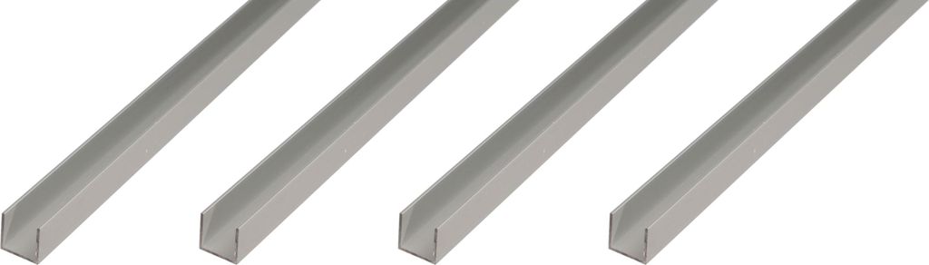 Alberts 4 x U-Profil, Aluminium, 20 x 20 x 20 x 1,5 mm, Länge 1 m, silberfarbig eloxiert