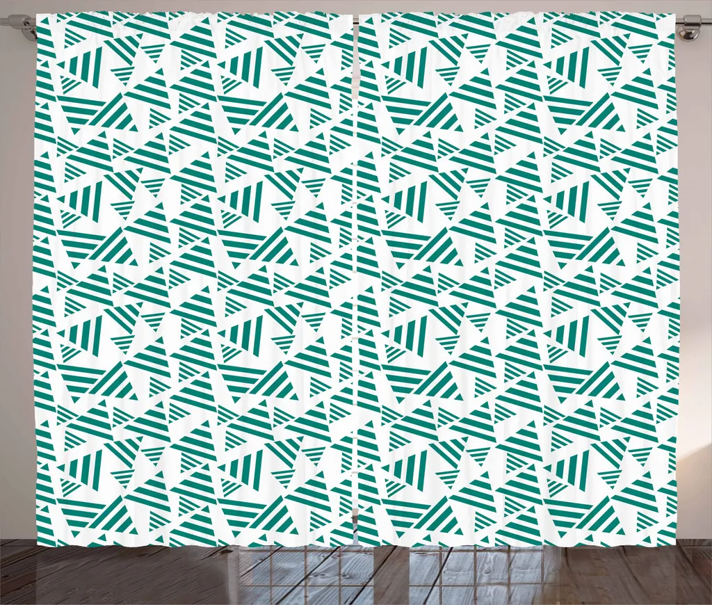 Tende Moderne Soggiorno 280x245 cm Strisce Verde Acqua ABAKUHAUS