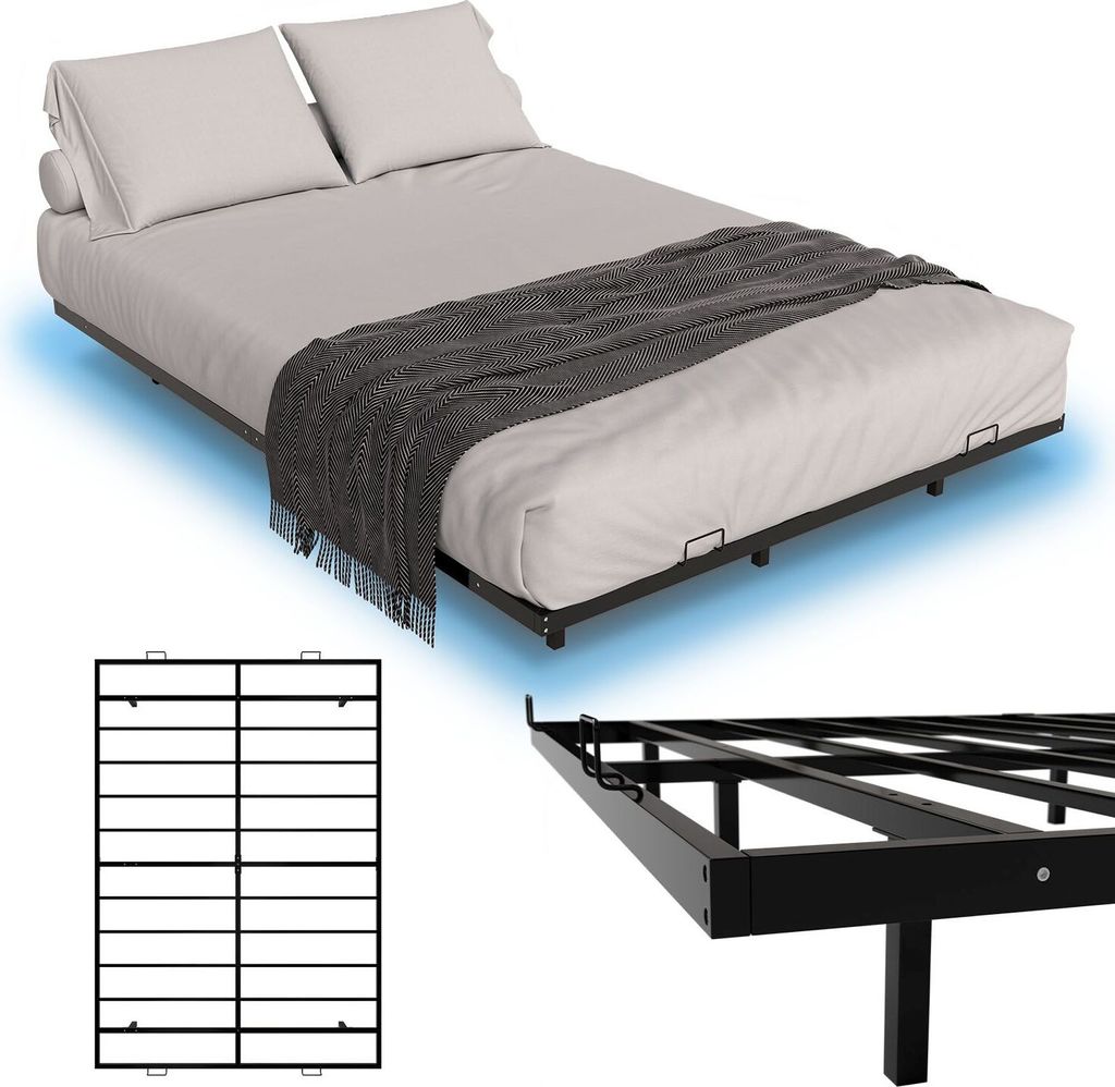 Juskys Metallbett Palamos 140x200 cm mit Lattenrost & LED - Produktbild 