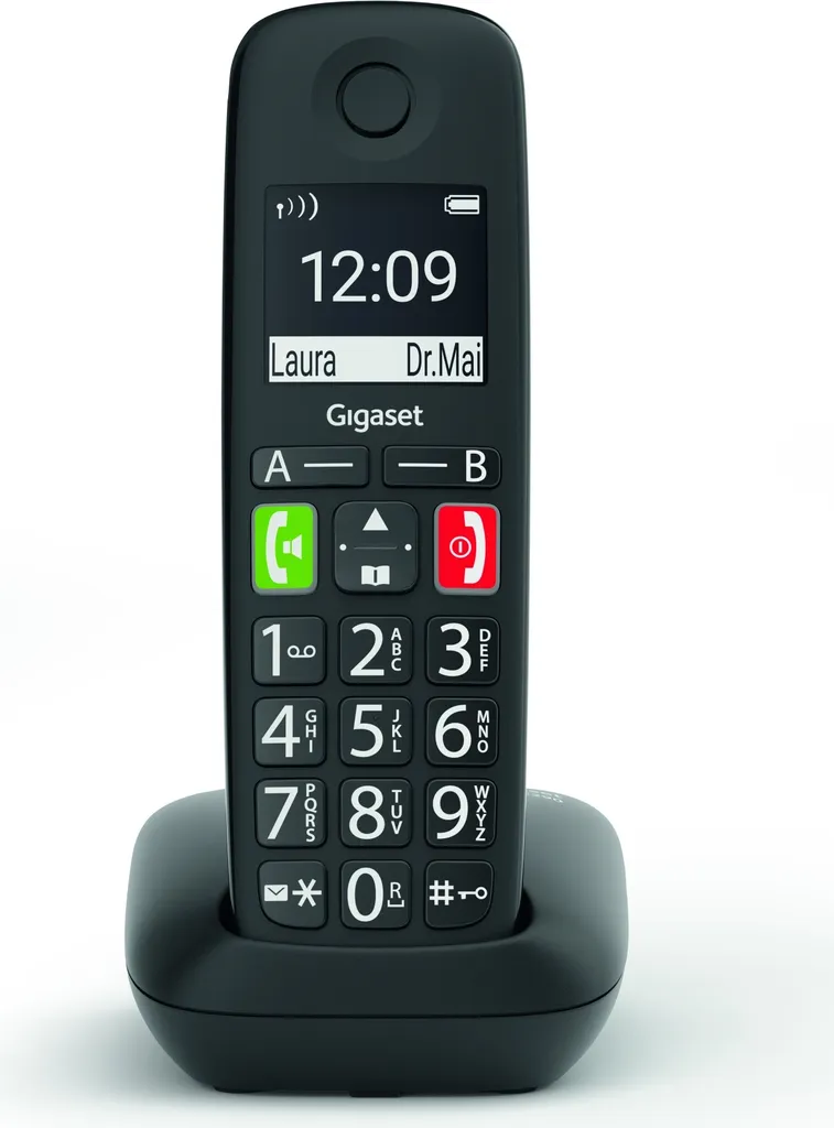 Gigaset E290 - Schnurlostelefon mit Rufnummernanzeige - ECO DECT\GAP - Schwarz (S30852-H2901-C101)