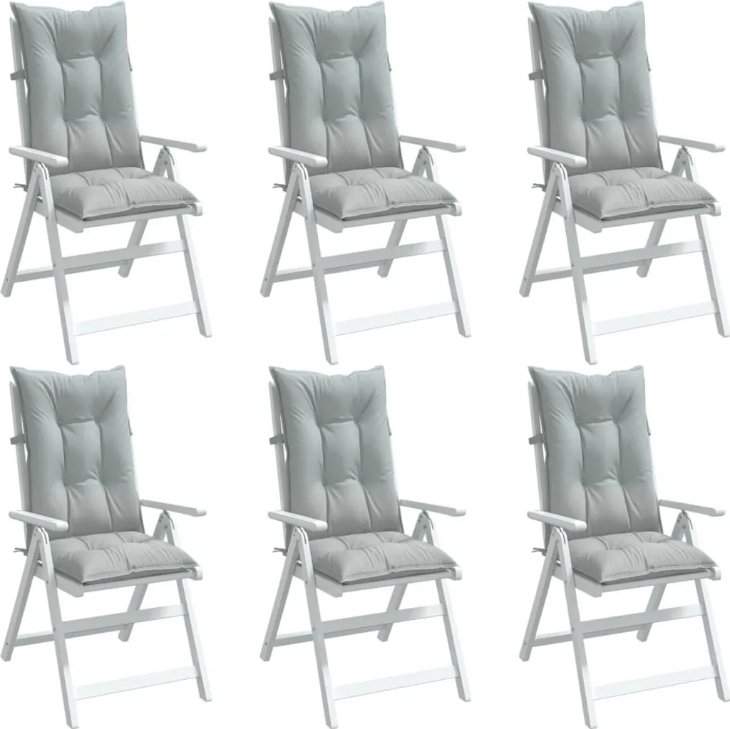 vidaXL Set 6 Cuscini Sedie Giardino Schienale Alto Melange Grigio
